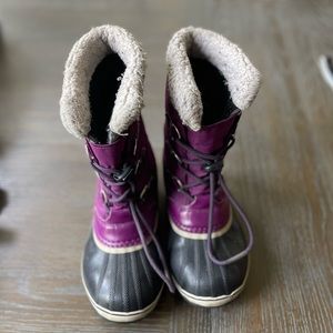 Sorel yoot pac nylon waterproof snow boot purple winter womens 6 big kids 5